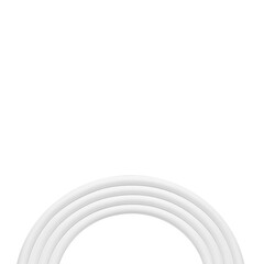 white cable twisted into a semicircle on a white isolated background close-up