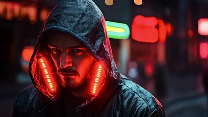 Aufkleber - A cybersecurity professional stands in a vibrant urban area, showcasing a determined expression.