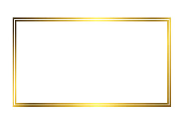 golden rectangle frame isolated on transparent background. shining gold border. luxury blank border 