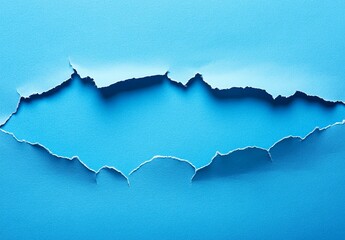 Poster - Torn Blue Paper Background Texture Ripped Edges Abstract Design Template Graphic Resource Digital Illustration Creative Modern Stylish Vibrant Color  