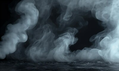 Wall Mural - Ethereal Smoke Drift and Mystical Fog Movement Against a Dark Background Creating a Dreamlike Atmosphere with Organic Shapes and Soft Tendrils