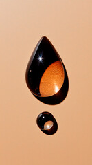 Wall Mural - Two Amber Liquid Droplets on Peach Background