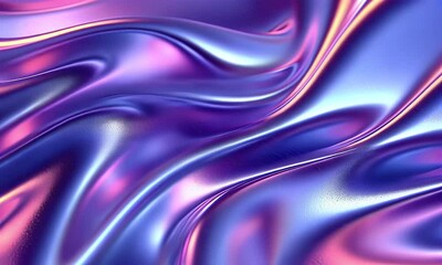 Wall Mural - Flowing Abstract Fabric Texture in Vibrant Purple and Pink Shades with Shimmering Iridescence and Smooth Waves of Light Reflecting Nature of Artistic Design
