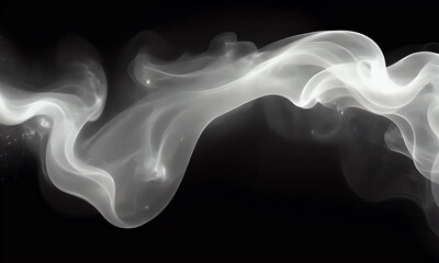 Wall Mural - Flowing White Smoke Abstract Against A Dark Background Creating An Ethereal Atmosphere Of Movement And Texture