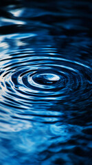 Aufkleber - Close-up of concentric ripples on dark blue water surface, showing smooth texture and calming effect, symbolizing tranquility, peace, and serenity