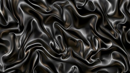 Poster - Fluid black fabric with many elegant and curved folds present