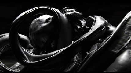 Leinwandbilder - Abstract sculptural forms appear to be draped and intertwined in darkness