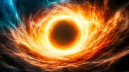 Wall Mural - Burning black hole rotating in the center of galaxy