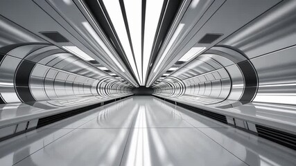 Poster - futuristic triangle tunnel in a sleek empty corridor generative ai
