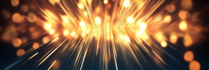Poster - vibrant light rays burst through a dark background creating an ethereal abstraction