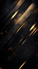 Poster - Abstraction of golden streaks and particles on a dark background creating a mesmerizing visual effect