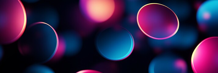 Poster - Vibrant abstract background with colorful circles on a dark canvas highlighting depth and movement in a rhythmic composition