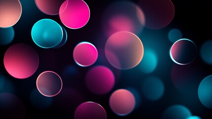 Poster - Abstract colorful circles create a vibrant atmosphere of swirling light in a dark background setting with smooth gradients