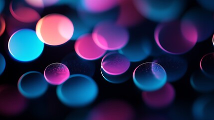 Poster - Colorful abstract background of blurred circles in vibrant hues of blue, pink, and purple