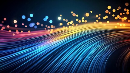 Poster - Colorful abstract waves with glowing lights create a vibrant background suitable for various creative projects