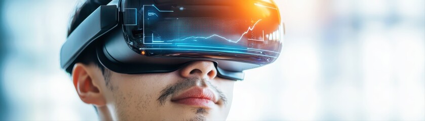 Poster - Man wearing virtual reality headset for tech experience