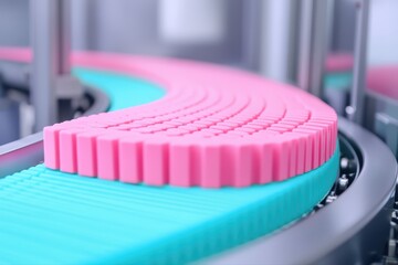 Poster - Colorful conveyor belt in modern production facility