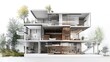 © Chandrika - Architectural drawing showcasing cross section floor plan with modern design image