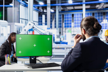 Poster - solar panels manufacturing plant worker developing new photovoltaic materials and technologies using