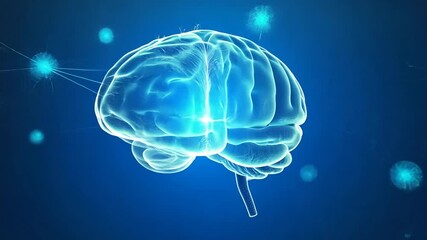 Poster - Digital Illustration of a Human Brain With Electrical Activity Generative AI