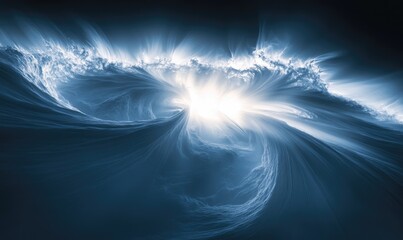 Poster - A blue ocean with a white sun in the middle