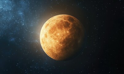 Wall Mural - a large orange planet is surrounded by a dark blue sky