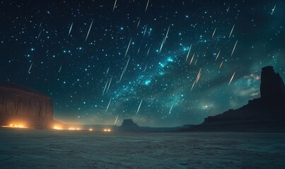 Wall Mural - a starry night sky with a trail of shooting stars