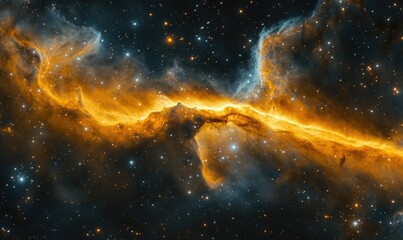 Wall Mural - a long yellow line in the sky with many stars