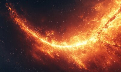 Poster - A fiery orange space with a bright star in the middle