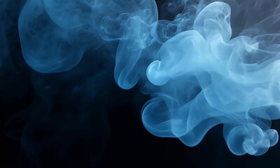 Wall Mural - Abstract Swirling Blue Smoke Creating Ethereal Patterns Against a Dark Background with Soft Fluid Motion and Dreamy Atmosphere