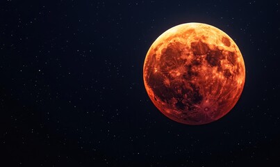 Wall Mural - a red moon is in the sky above a dark background