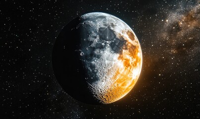 Wall Mural - a close up of a moon with a red and orange spot on it