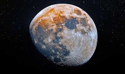 Wall Mural - a close up of the moon with a red and orange hue