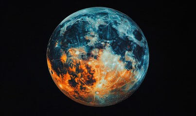 Wall Mural - a close up of a blue and orange moon