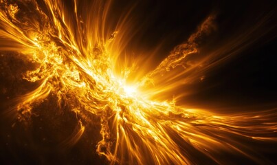 Poster - A bright orange sun with a fiery tail