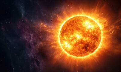 Wall Mural - a bright orange sun is in the center of the image