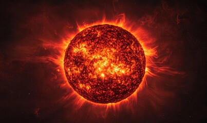 Poster - A red sun with a bright orange glow