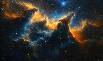 Wall Mural - a beautiful and colorful space scene with a large orange cloud in the middle