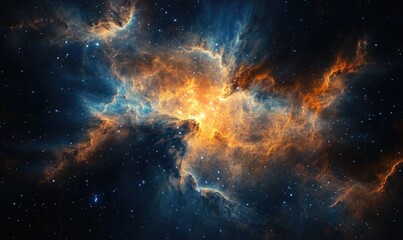 Wall Mural - a colorful nebula in space with a blue and orange swirl