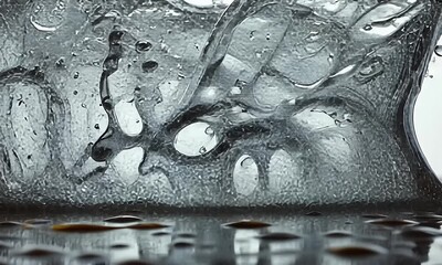 Wall Mural - Dynamic Splash of Water Creating Ripples on the Surface with Droplets and Transparent Forms in an Abstract Composition