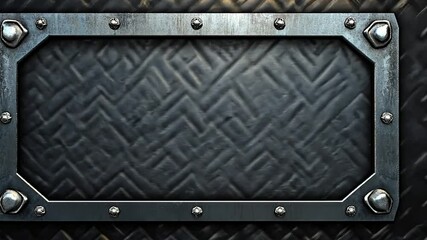 Poster - metal plate design on brushed black metallic background generative ai