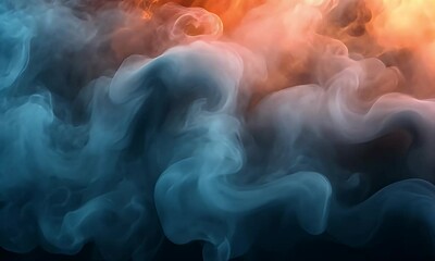 Wall Mural - Abstract Blue and Orange Smoke Swirling in an Ethereal and Mystical Atmosphere