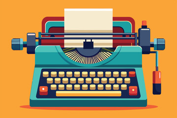 Poster - A colorful and disproportionate typewriter design showcases a unique take on vintage writing tools, Typewriter Customizable Disproportionate Illustration