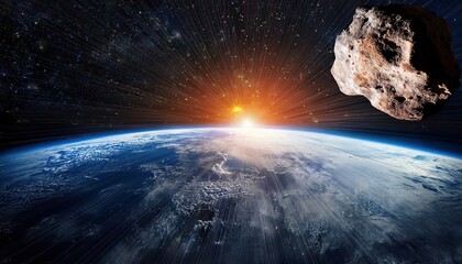 Poster - Odds of asteroid collision with Earth explored in stunning cosmic perspective at dawn