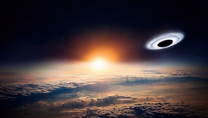 Poster - Mysterious UFO during a breathtaking eclipse in a dramatic twilight sky