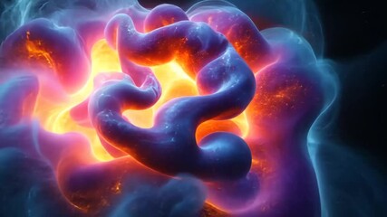 Wall Mural - Abstract Blue Orange Fire Smoke Energy
