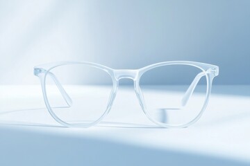 Poster - Minimalist white glasses design mockup with soft shadows