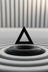 Poster - Unique geometric design with a triangle shape above a concentric circle pattern