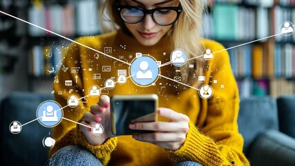 Poster - Engaging With Social Media Through Smartphone in Cozy Setting Generative AI