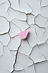 Poster - Cracked surface with a pink fragment highlighting artistic contrast in natural textures
